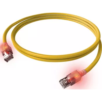 EasyLan DualBoot LED patch kabel RJ45 S/FTP Cat.6A (razred EA) z vtičem saCon, LSOH, rumen, 7,5 m