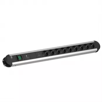 Bachmann PRIMO podaljšek z 9x vtičnicami CEE 7/3 s stikalom, 2,0m kabel, črn