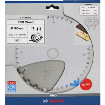 BOSCH Power Tools PRO Wood krožna žaga za les 190 mm (3-delni promo paket)