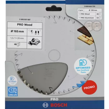 BOSCH PRO leseno/alu krožno žaginino rezilo 165mm, 2 kosa
