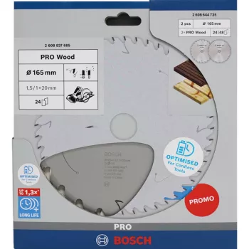 BOSCH POWERTOOLS PRO leseno akumulatorsko krožno žaginino rezilo 165 mm (promocijski 2 kosa)