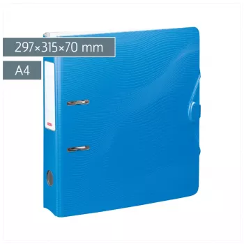 BRUNNEN WAVE mapa z vzvodom azurna plastika 7,0 cm DIN A4