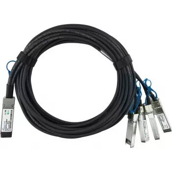 BlueOptics MikroTik XQ+BC0002-XS+ združljiv BlueLAN QSFP28 pretočni neposredni priključni kabel (DAC) - pasivni 100 gigabitov na 4x25 gigabitov dvoosni bakreni, QSFP28 na 4xSFP28, 0,5 m
