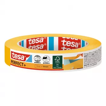 TESA Perfect+ malarski lepilni trak, rumen, 50m x 19mm, 1 zvitek