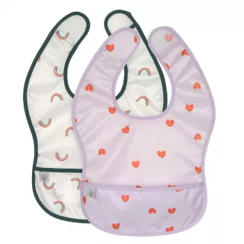 Lassig nepremočljiv set slinčkov 6m+ Happy Rascals Heart Lavender