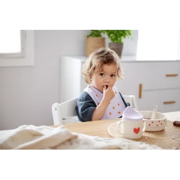 Lassig Happy Rascals Heart Lavender 5-delni otroški jedilni set
