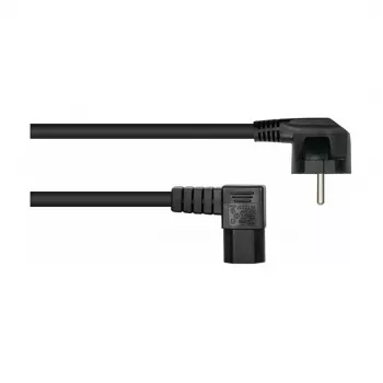 Kabelmeister napajalni kabel Schuko tip E+F 90° kotni na IEC C15 pravokotni, 2m, črn