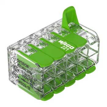 WAGO 221-430 COMPACT 2-vodni konektor, 0,2-4 mm², 15 kosov, Green Range