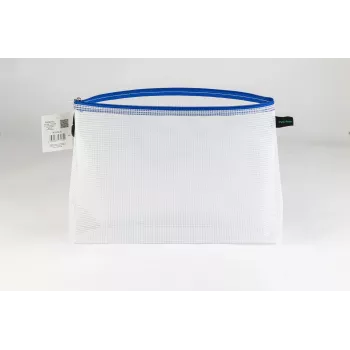 Foldersys dokumentna vrečka z zadrgo A4, prozorna/modra, 0,28 mm, 1 kos