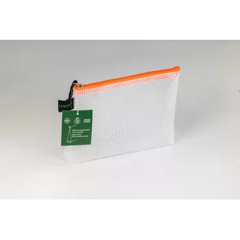 FolderSys vrečka z zadrgo, prozorna/oranžna, 0,28 mm, A6, 1 kos