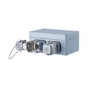 METZ CONNECT E-DAT Industry IP67 V5 2-Port nadometna omrežna vtičnica, aluminij, siva (1401060320ME)