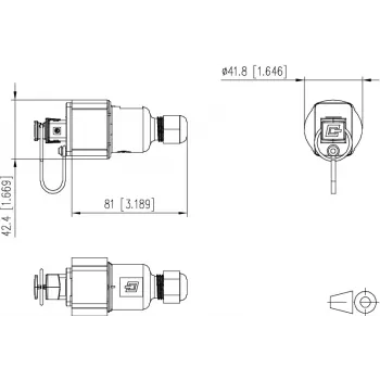 METZ CONNECT vtič RJ45 za montažo na terenu Cat.6A oklopljen IP67 črn 41,8mm