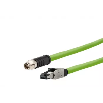 METZ CONNECT industrijski Ethernet kabel M12 X-kodiran CAT 6a SF/UTP 10 m, zelen, PUR plašč, primeren za vlečne verige (142M6X18100)