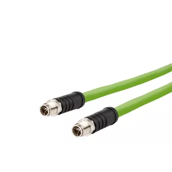 METZ CONNECT industrijski Ethernet kabel M12 na M12, 8-polni X-kodiran CAT 6a S/FTP, 10m, zelen, odporen na torzijo, brez halogenov