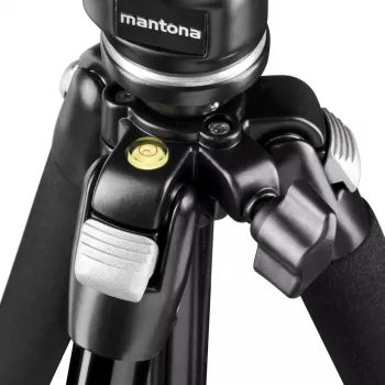 Mantona Scout MAX komplet stojala s horizontalno roko, kroglično glavo, obrnljivim srednjim stebrom, 160 cm, nosilnost 5 kg, za DSLR in brezzrcalne fotoaparate, črn