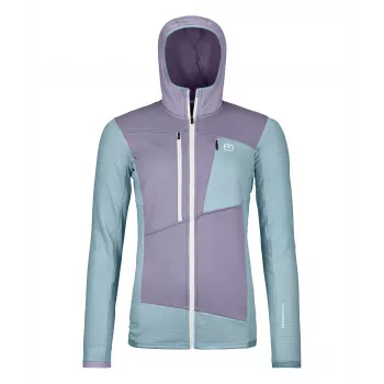 Ženska jopa s kapuco Ortovox Fleece Grid - glacier grey