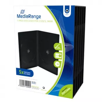 MEDIARANGE maloprodajno pakiranje DVD ovoj dvojni - DVD video škatla - kapaciteta: 2 CD/DVD - črn (pakiranje 5 kosov)