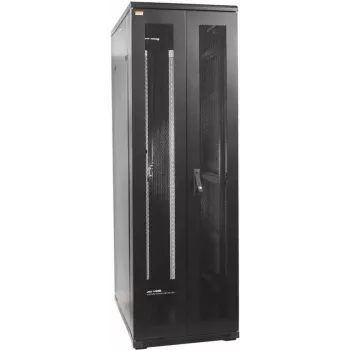 IT-BUDGET 19-palčna omrežna omara SRK - 42U - 600x600 mm - perforirana dvojna vrata spredaj in zadaj - predmontirana - črna (99ITB19SRK4266DTSNM)
