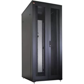 IT-BUDGET 19-palčna omrežna omara SRK - komplet - 42U - 800x800 mm - perforirana dvojna vrata spredaj in zadaj - 4 aktivni ventilatorji - PDU - vložki - predmontirana - črna (99ITB19SRK4288DTSM)