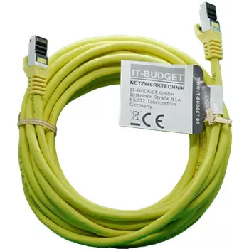 IT-BUDGET Full Copper Premium patch kabel - Flex AWG 26 - Cat.8.1 - 2000 MHz - brez halogenov - PoE+ - 40 Gbit - rumen - 5 m
