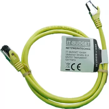 IT-BUDGET Full Copper Premium patch kabel - Flex AWG 26 - Cat.8.1 - 2000 MHz - brez halogenov - PoE+ - 40 Gbit - rumen - 1 m