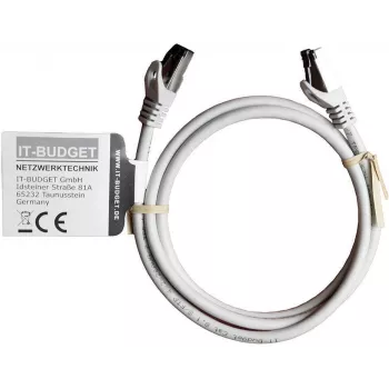 IT-BUDGET Full Copper Premium patch kabel - Flex AWG 26 - Cat.8.1 - 2000 MHz - brez halogenov - PoE+ - 40 Gbit - siv - 1 m