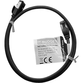 IT-BUDGET Full Copper Premium patch kabel, Slim AWG 28, Cat.8.1, 2000 MHz, brez halogenov, PoE+, 40 GBit, črn, 1 m