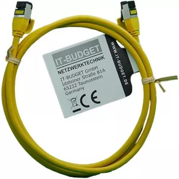 IT-BUDGET Full Copper Premium patch kabel, Slim AWG 28, Cat.8.1, 2000 MHz, brez halogenov, PoE+, 40 Gbit, rumen, 1 m