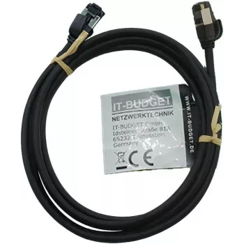 IT-BUDGET Full Copper Premium povezovalni kabel - Slim AWG 28 - Cat.8.1 - 2000 MHz - brez halogenov - PoE+ - 40 Gbit - črn - 2 m