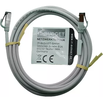 IT-BUDGET Full Copper Premium patch kabel, Slim AWG 28, Cat.8.1, 2000 MHz, brez halogenov, PoE+, 40 Gbit, siv, 3 m