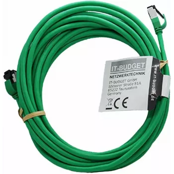 IT-BUDGET Full Copper Premium patch kabel, Slim AWG 28, Cat.8.1, 2000 MHz, brez halogenov, PoE+, 40 GBit, zelen, 5 m (90ITBSLIM81PK5GR)
