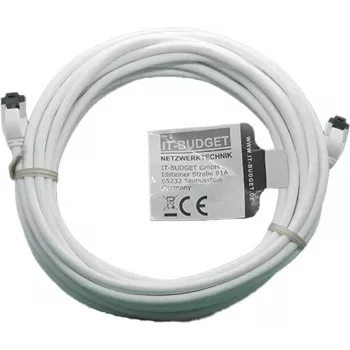 IT-BUDGET Full Copper Premium patch kabel, Slim AWG 28, Cat.8.1, 2000 MHz, brez halogenov, PoE+, 40 Gbit, bel, 5 m (90ITBSLIM81PK5W)