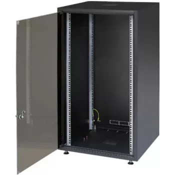 IT-BUDGET 19-palčna omrežna omara SJB - 18U - 600x600 mm - steklena vrata - zadnja stena - črna (W-SJB6060-18S-161)