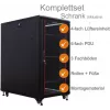 IT-BUDGET 19-palčna omrežna omara SRK - komplet - 27 HE - ŠxG 800x800 mm - steklena/jeklena pločevinasta vrata - 4 aktivni ventilatorji - PDU - predali - predmontirana - črna (99ITB19SRK2788GSM)