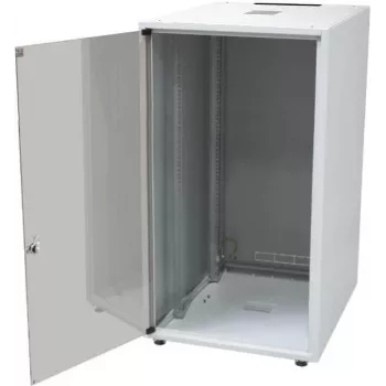 IT-BUDGET 19-palčna omrežna omara SJB - 18U - 600x600 mm - steklena vrata - zadnja stena - svetlo siva (W-3987-01-04-011-BBL)