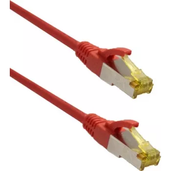 IT-BUDGET Premium patch kabel Super Flex TPE Cat.6A s Cat.7 surovim kablom 600 MHz brez halogenov PoE+ 10GBit rdeč 0,50 m