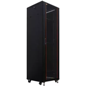 IT-BUDGET 19-palčna omara za omrežje SRK - 42U - 600x800 mm - steklena/jeklena pločevinasta vrata - Flatpack - črna (90ITB19SRK4268GSN)