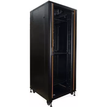 IT-BUDGET 19-palčna omara za omrežje SRK - 42U - širina 800mm globina 800mm - steklena/jeklena vrata - kabelski kanali - Flatpack - črna (90ITB19SRK4288GSN)