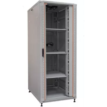 IT-BUDGET 19-palčna omara za omrežje SRK komplet 42U 800x800mm steklena/jeklena pločevinasta vrata 4 ventilatorji PDU police Flatpack svetlo siva (90ITB19SRK4288GG)