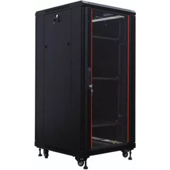 IT-BUDGET 19-palčna omara za omrežje SRK - 27U - 600x600 mm - vrata iz kaljenega stekla/polnega jekla - predmontirana - črna (99ITB19SRK2766GSNM)