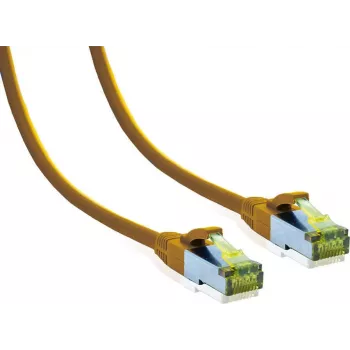 IT-BUDGET Premium mrežni kabel Cat.6A s surovim kablom Cat.7 - 600 MHz - LSZH - PoE+ - 10 Gigabit - rumen - 0,5 m