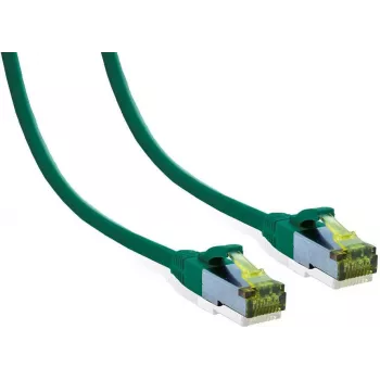 IT-BUDGET popolnoma bakren Premium patch kabel - Cat.6A s Cat.7 surovim kablom - 600 MHz - brez halogenov - PoE+ - 10GBit - zelen - 1,5 m