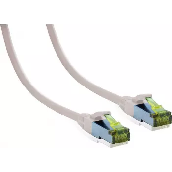 IT-BUDGET popolnoma bakren Premium patch kabel - Cat.6A s Cat.7 surovim kablom - 600 MHz - brez halogenov - PoE+ - 10GBit - bel - 25 m