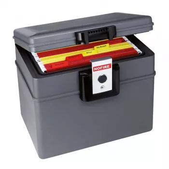 No Fire First Alert 2037FE prenosni sef - ključavnica na ključ - črno-siv - 410x324x127 mm