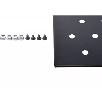 Rockstable 1U 19 inch fiksna rack polica – jeklo – črna – nosilnost 20 kg – ovalno perforirana (RS19-FH68)