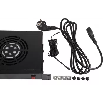 Rockstable 1U 19 inch prezračevalni element – ventilator – črna – jeklo – 2 ventilatorja – 12 cm – 330 m³/h (RS19-FT1U2TM)