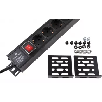 Rockstable 15-vtična razdelilna letvica - razdelilnik napajanja - črna - 1U - 2 m - 125/250 V - 50-60 Hz (RS19-15PDU)