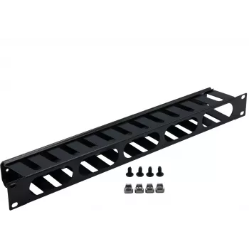 Rockstable 1U 19-palčna plošča za upravljanje kablov - črna - jeklo SPCC - 483 mm (RS19-02)