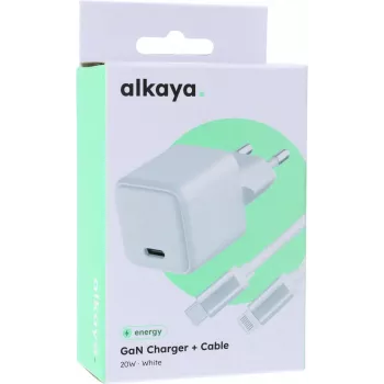 ALKAYA NEXUS Speed Flex komplet polnilnika GaN tehnologija 20W bel