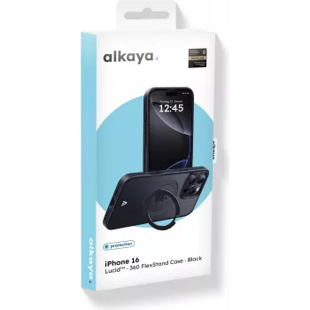 ALKAYA Lucid 360 FlexStand ovitek z MagSafe za iPhone 16 črn (CS-20226)